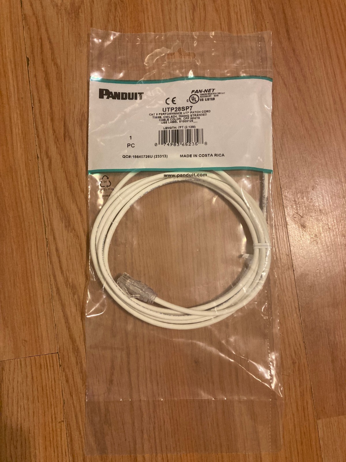 PANDUIT UTP28SP7 WHITE CAT6 PATCH CABLE 7FT UTP NEW