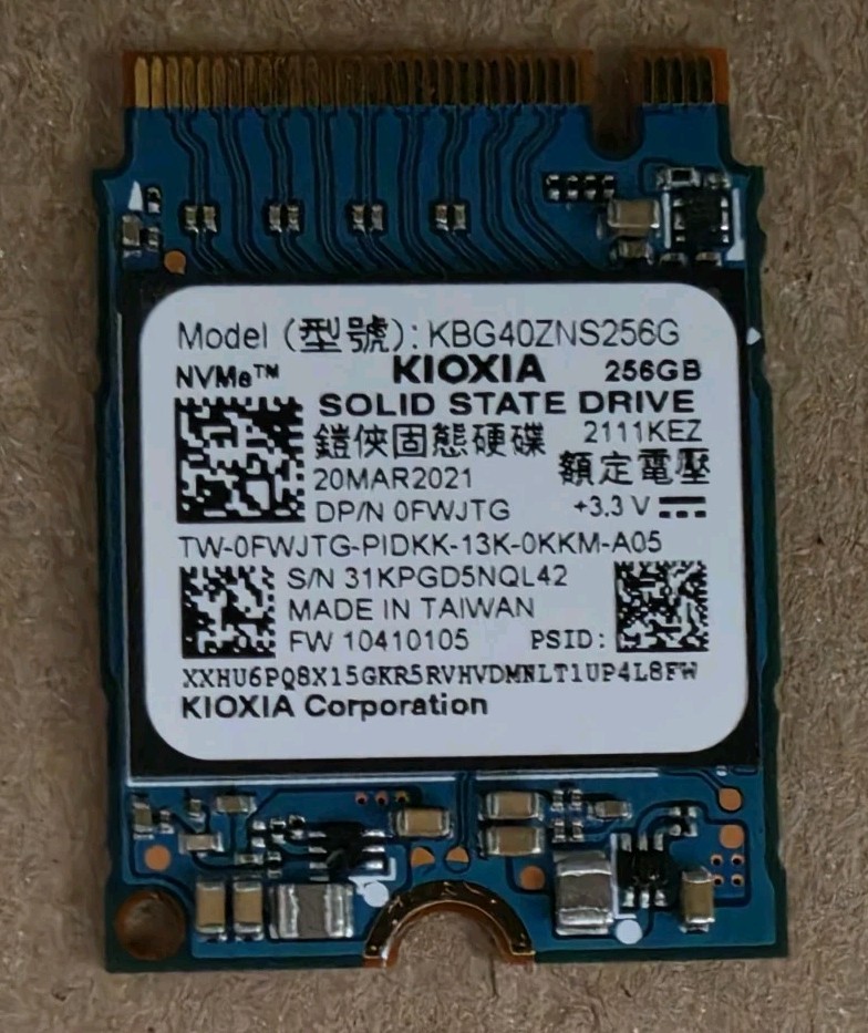 KIOXIA / DELL 256GB PCIe 3.0 NVMe M.2 SSD SOLID STATE HARD DRIVE - KBG40ZNS256G