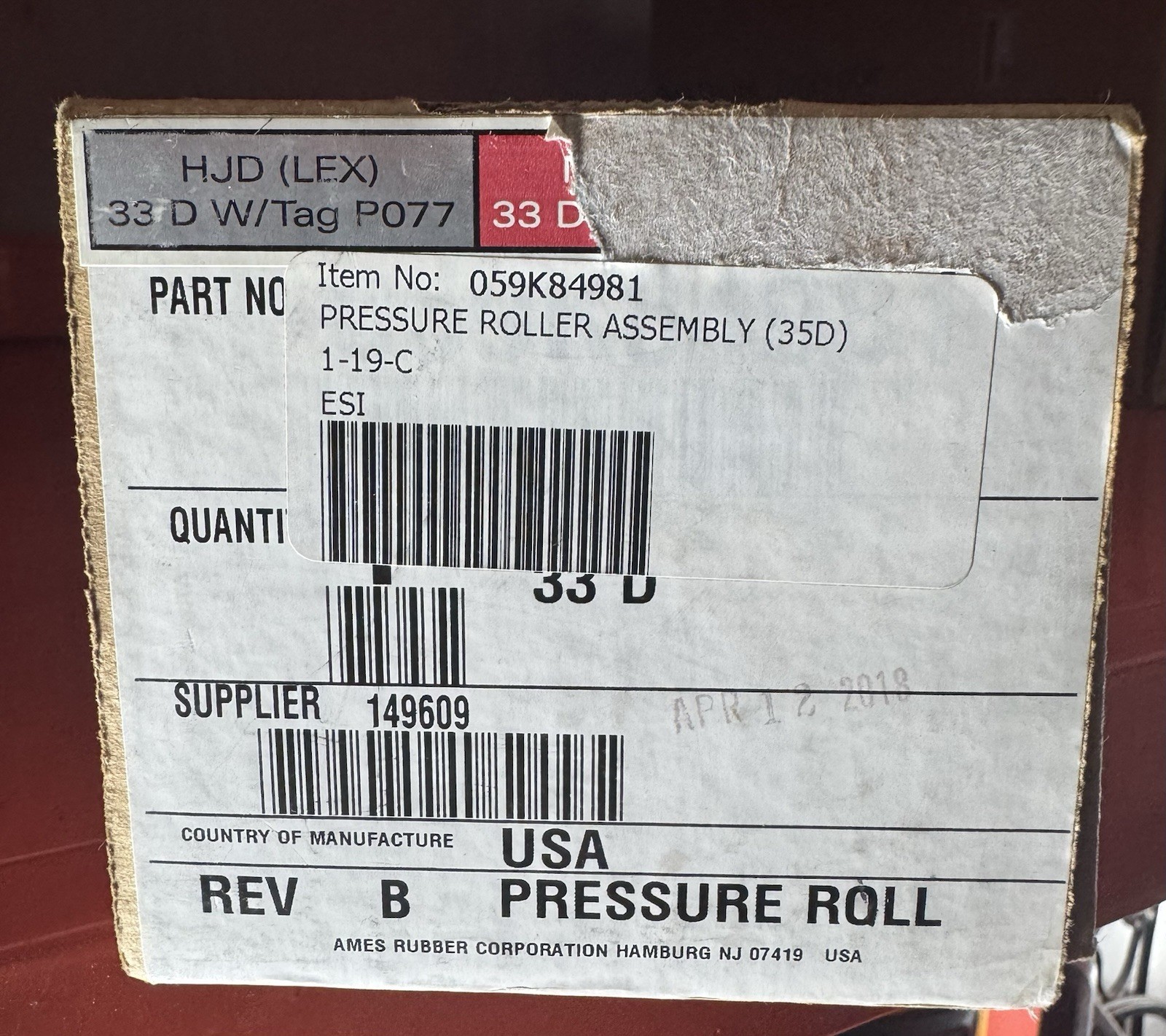 Xerox 059K84981 PRESSURE ROLLER, NUVERA 100DPS