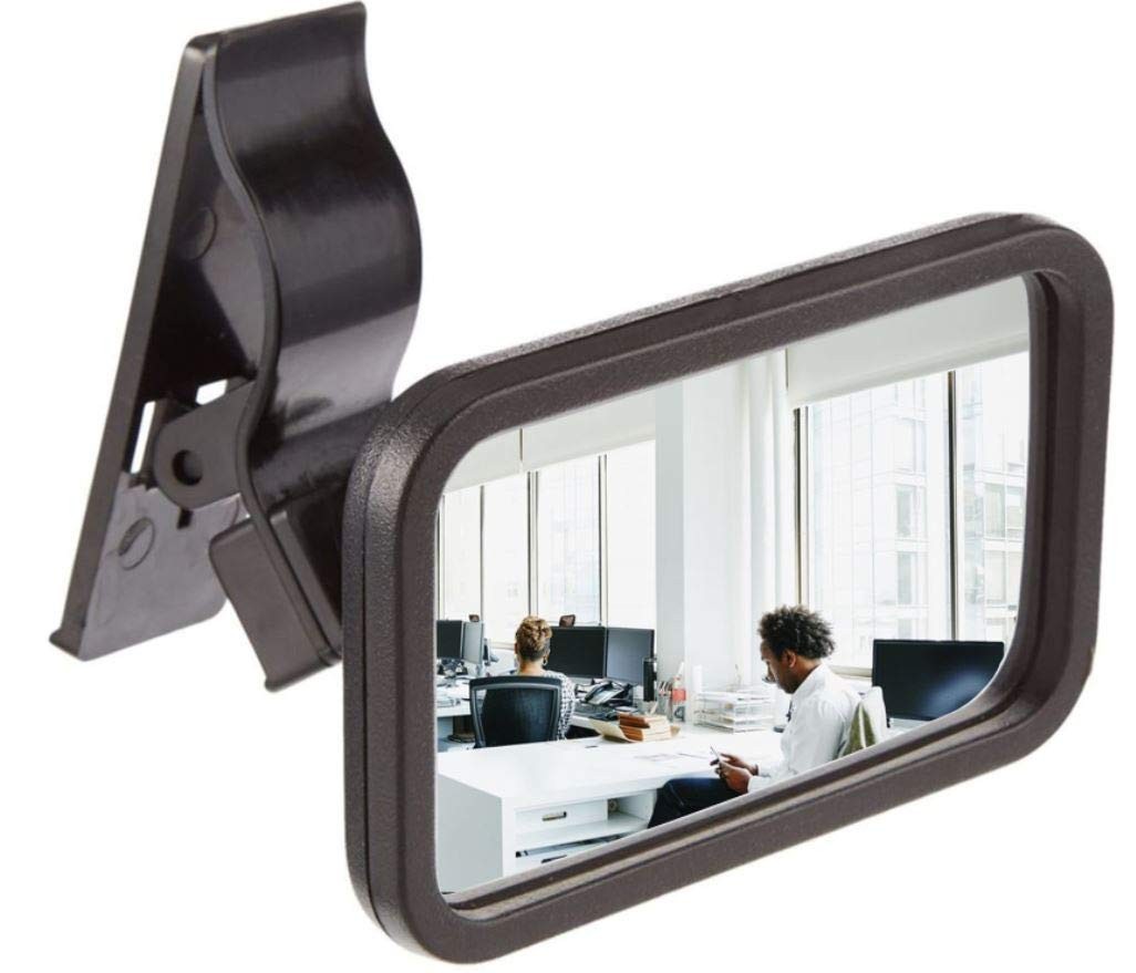 Clip-On Rear View Mirror for PC Monitors or 2 inches x 3.375 inches, 1 pack