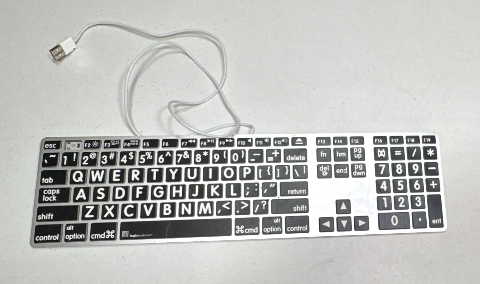 Logickeyboard Compact Wired USB Keyboard Silver/Black English QWERTY