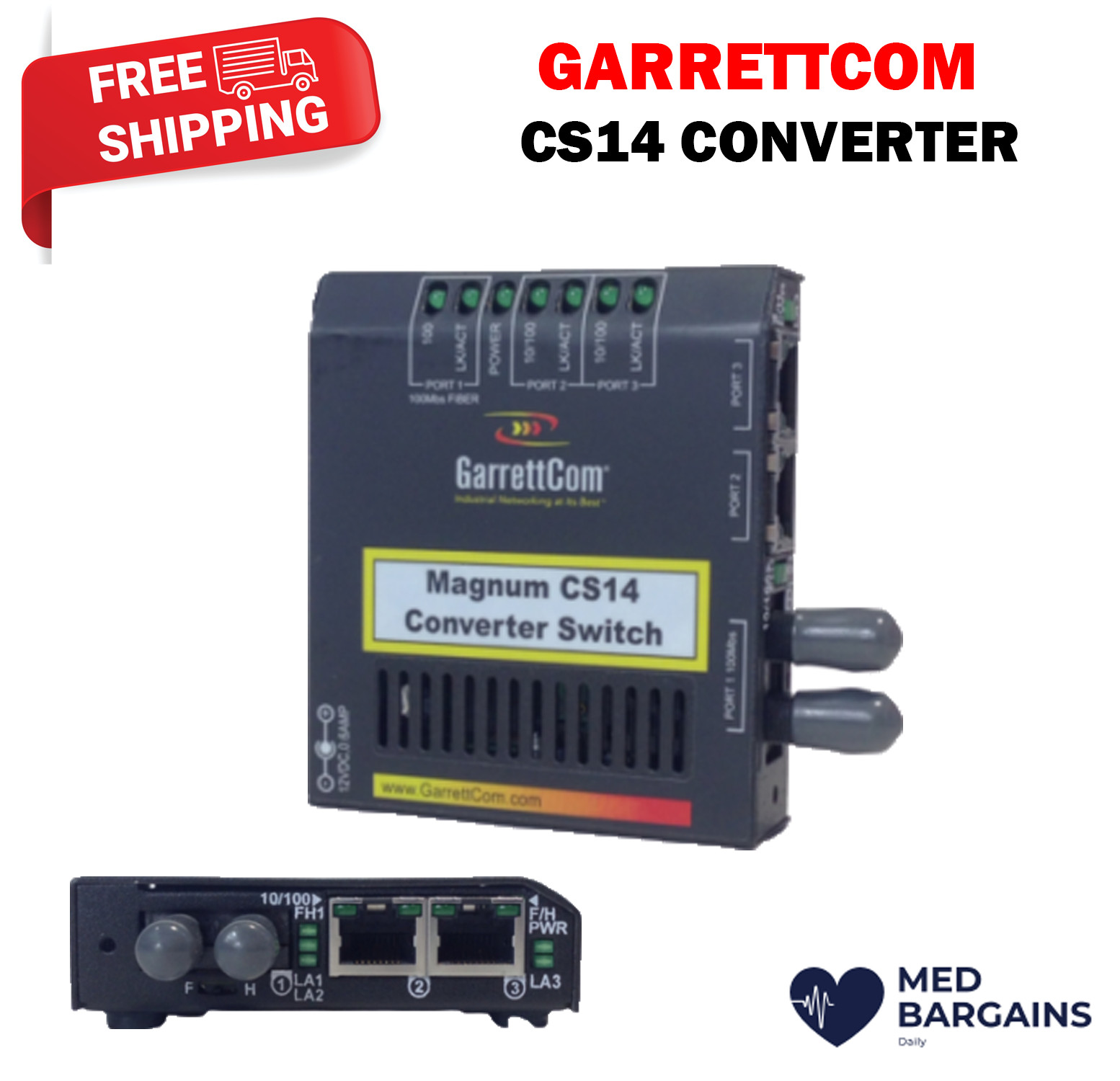 Garrettcom Magnum CS14 100Mbps Fiber Converter Switch 12VDC