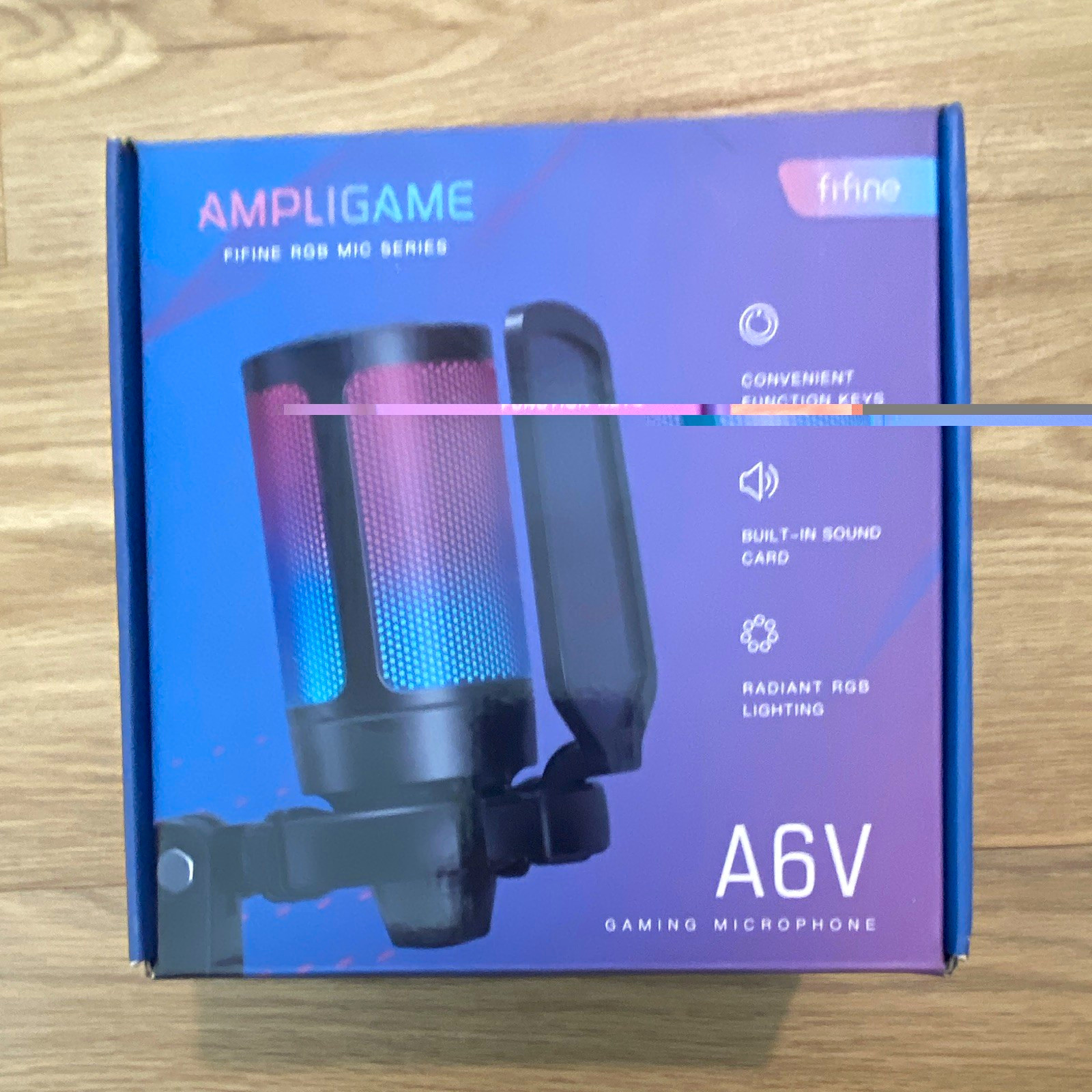 FIFINE AmpliGame A6V USB Desktop Mic RGB Tap-to-Mute Pop Filter Gain Black