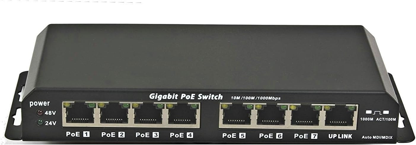 PoE Texas GPOES-8-7AB-24v60w | 24 Volt 8 Port Passive PoE Switch for 24v Ubiquit