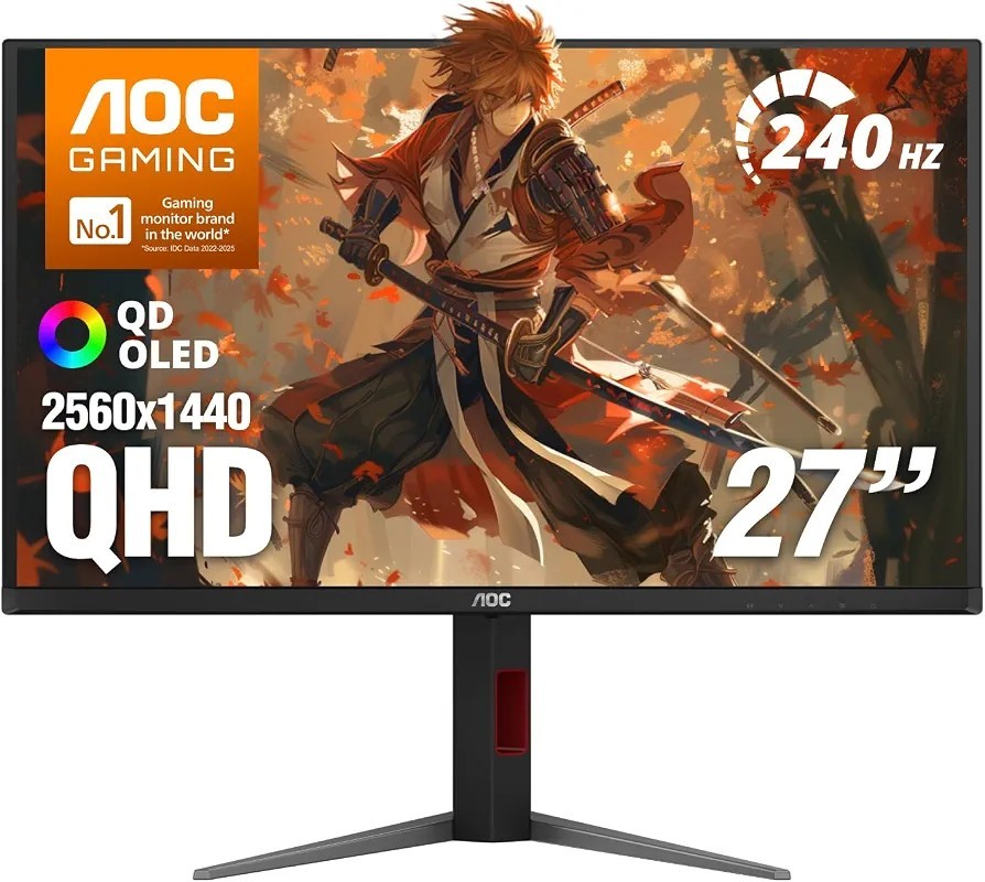 AOC 27" Gaming Monitor QHD 240Hz QD OLED NVIDIA G-SYNC Compatible Q27GAZDV