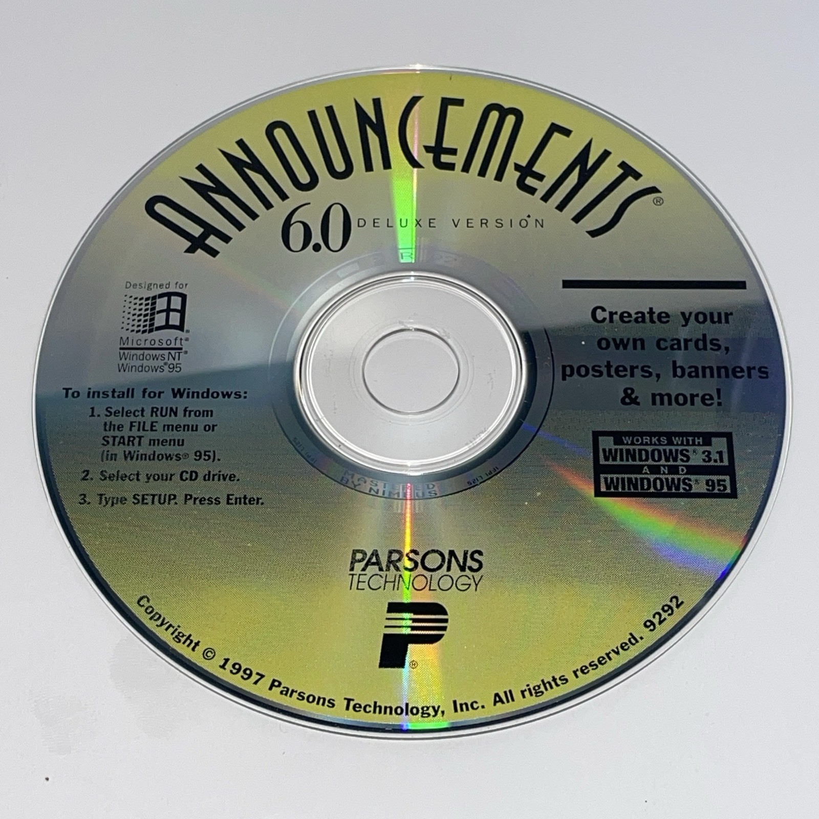 Announcements 6.0 Deluxe Version For Windows (Win 3.1 & 95) (Vintage PC CD-ROM)