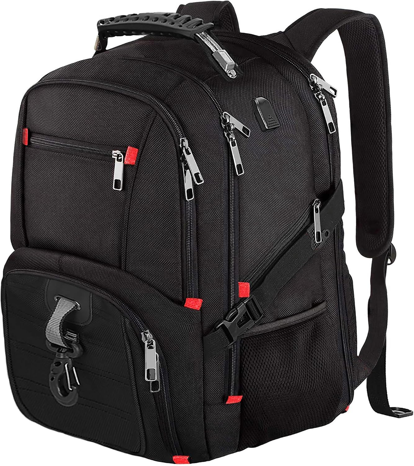 Huachen Extra Large 50L Travel Laptop Backpack with USB Charging Port, TSA