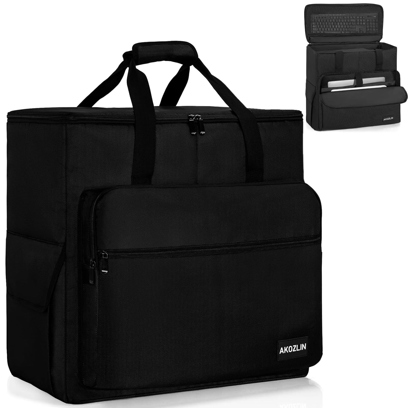 PC Travel Case Desktop Carrying Bag Padded Water Resistant Nylon Tower Mouse Blk