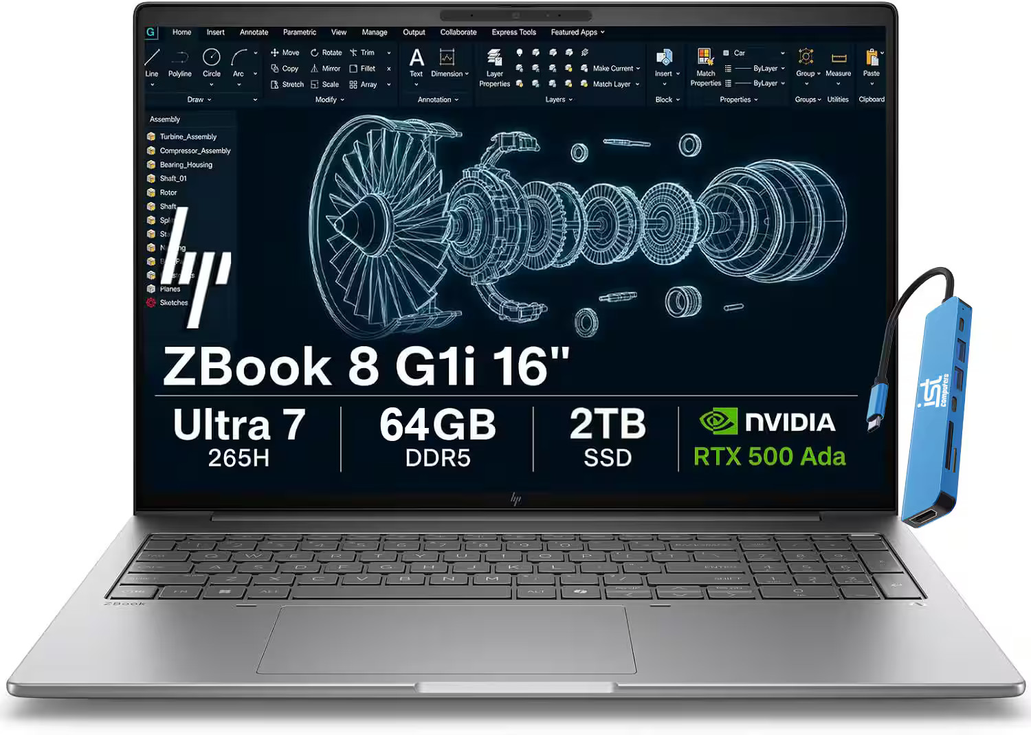 HP - Upgraded - ZBook 8 G1i 16 in + AI Mobile Core Ultra 7 265H 2TB SSD 64GB RAM