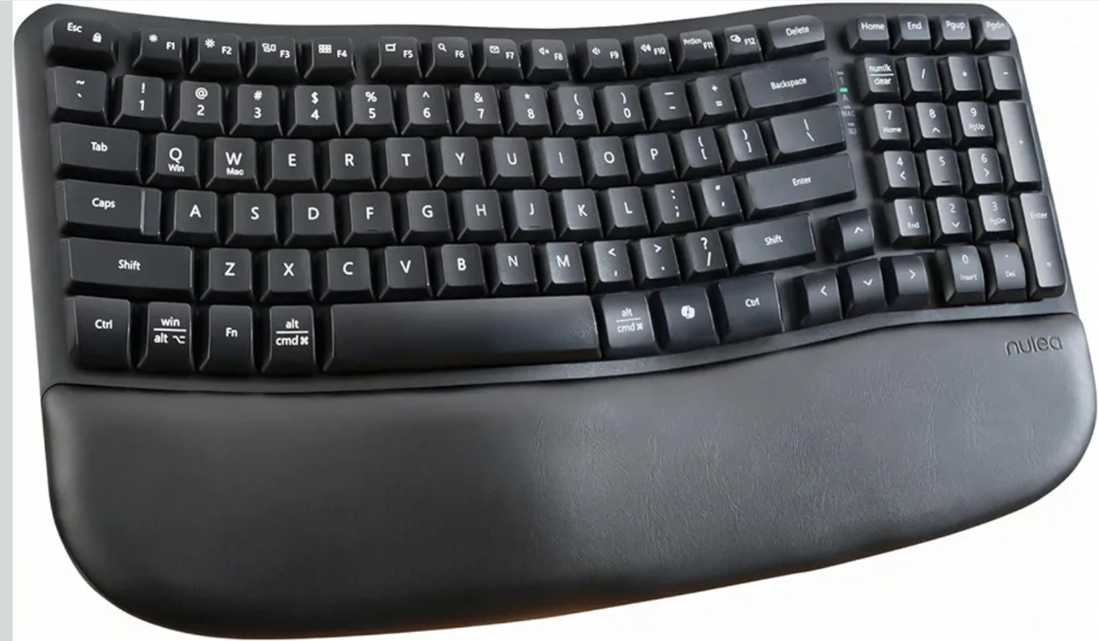 Nulea RT08 Wave Keys Wireless Ergonomic Keyboard with Cushioned Palm Rest NEW