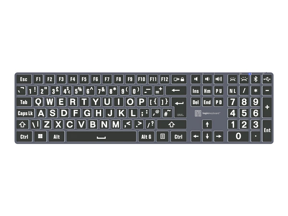 Logic Keyboard XL-Print White on Black TITAN UK PC Keyboard LKB-LPWB-TPC-UK