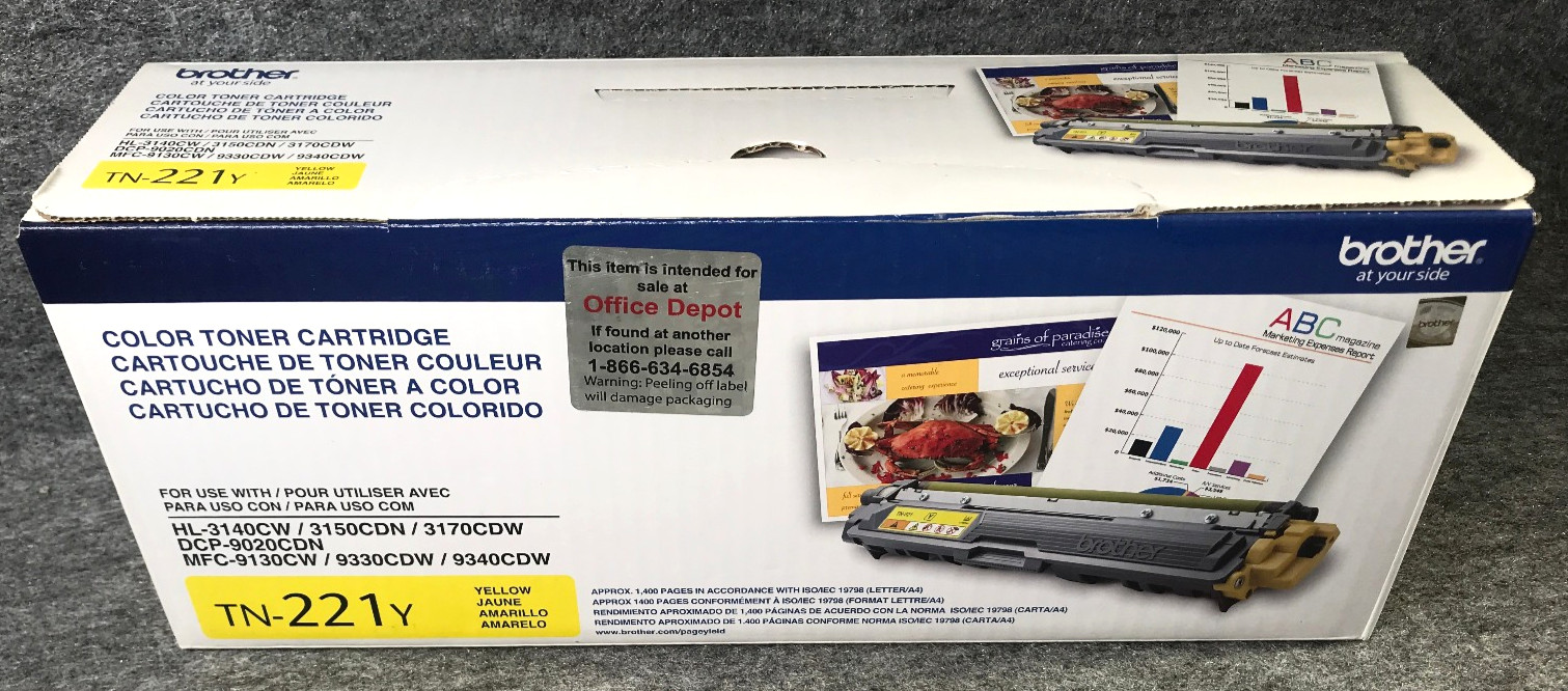 Brother TN221Y Yellow Toner Cartridge Genuine OEM Authentic *Factory Sealed* NEW