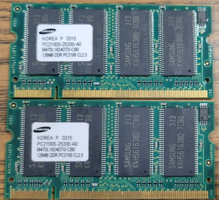Samsung 256MB Lot (2x128MB) DDR 266MHz PC2100 SODIMM Laptop Memory RAM