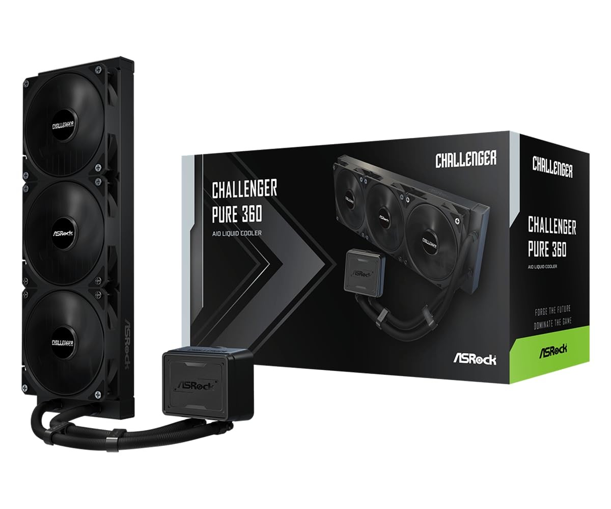 ASRock Challenger Pure 360 All-in-One Liquid CPU Cooler, Sleek All-Black