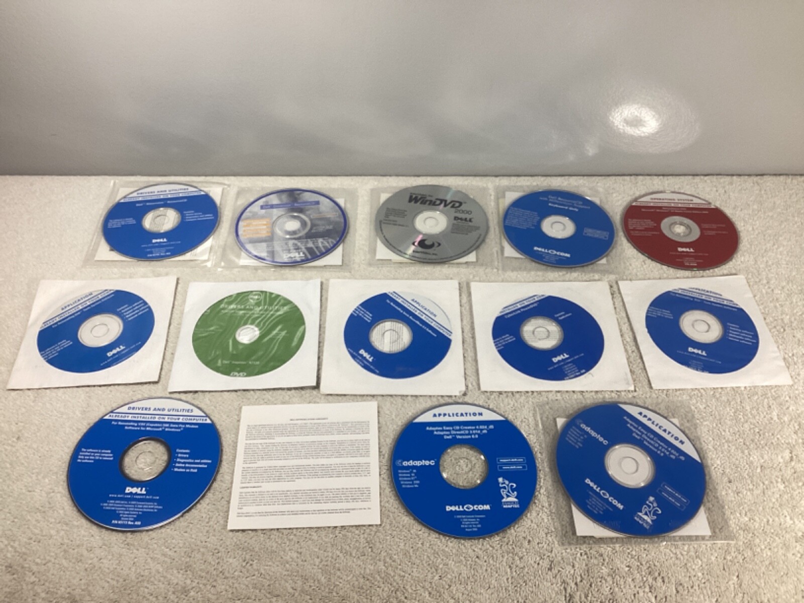 Dell Vintage Discs 13 Lot Drivers Utilities OS Resource Software Adaptec WinDVD