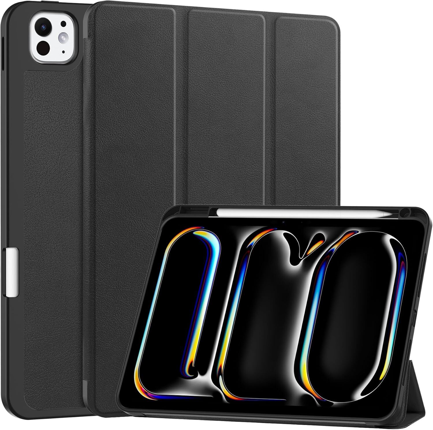 Case for iPad Pro M4 13 in/11 in 2024 Tri-fold Stand Smart Cover W Pencil Holder