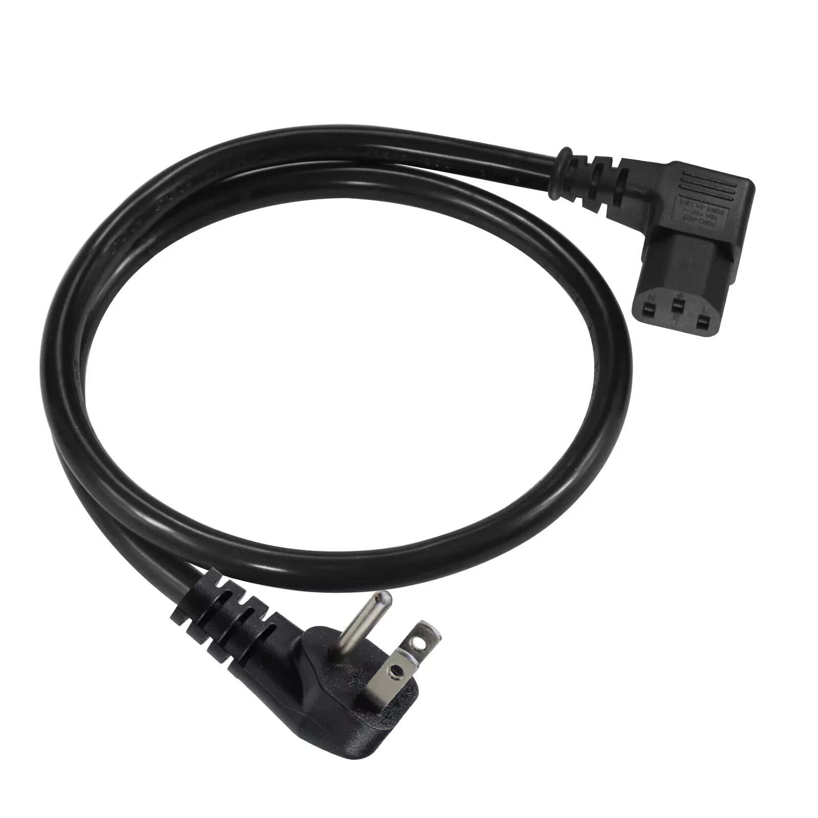 90 Degree Computer Power Cord - 2FT Right Angle IEC Power Cord Universal PC P