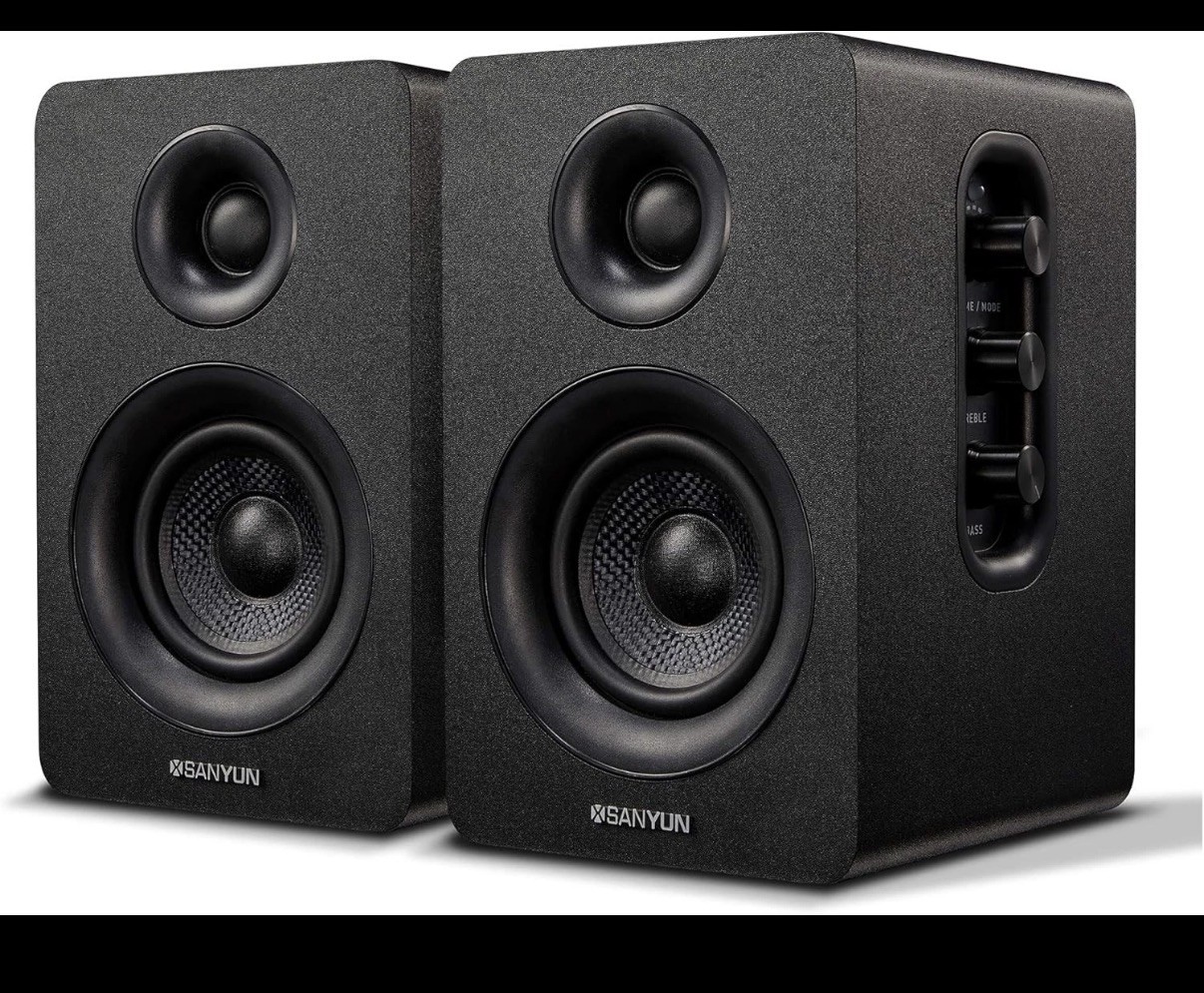 Sanyun SW208 3 Active Bluetooth 5.0 Bookshelf Speakers 60W Carbon Fiber Speaker