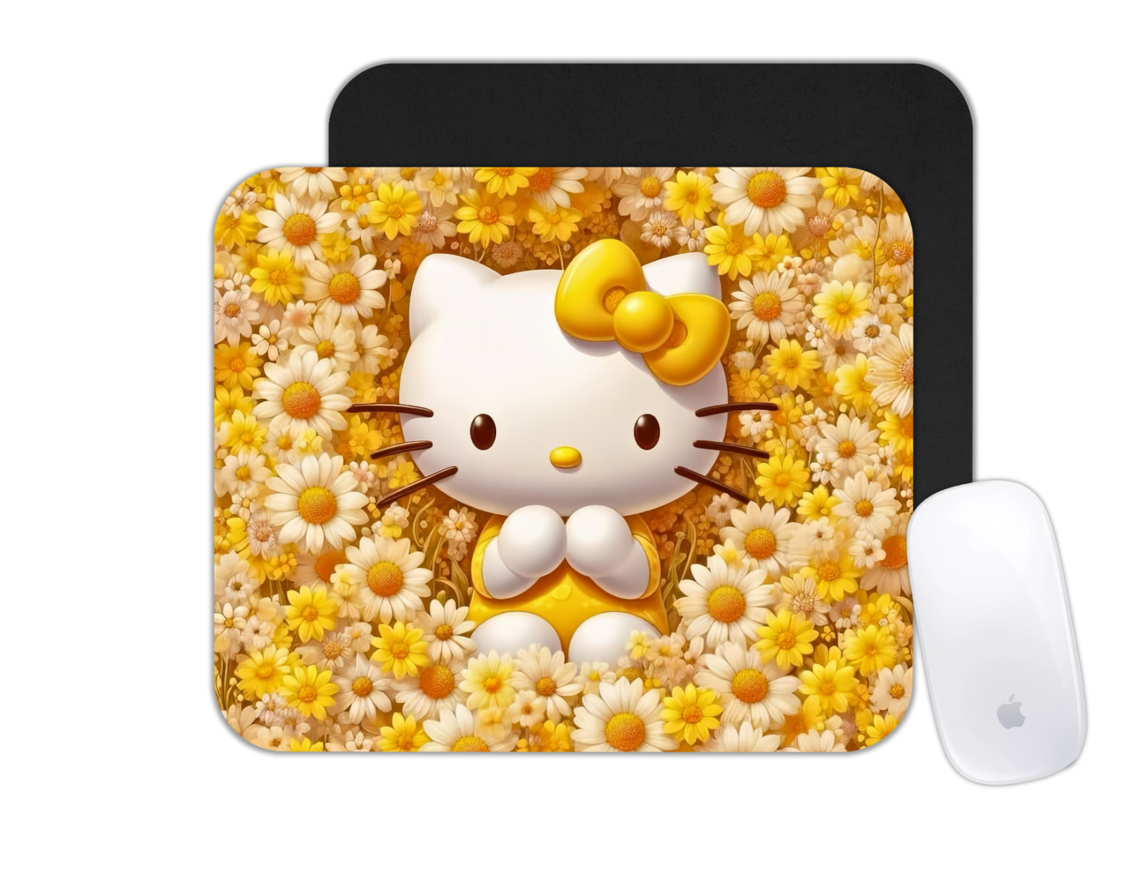 Custom Mouse Pad Personalized Photo Office Desk Mat Kitty 3D Flowers Cat Gifts