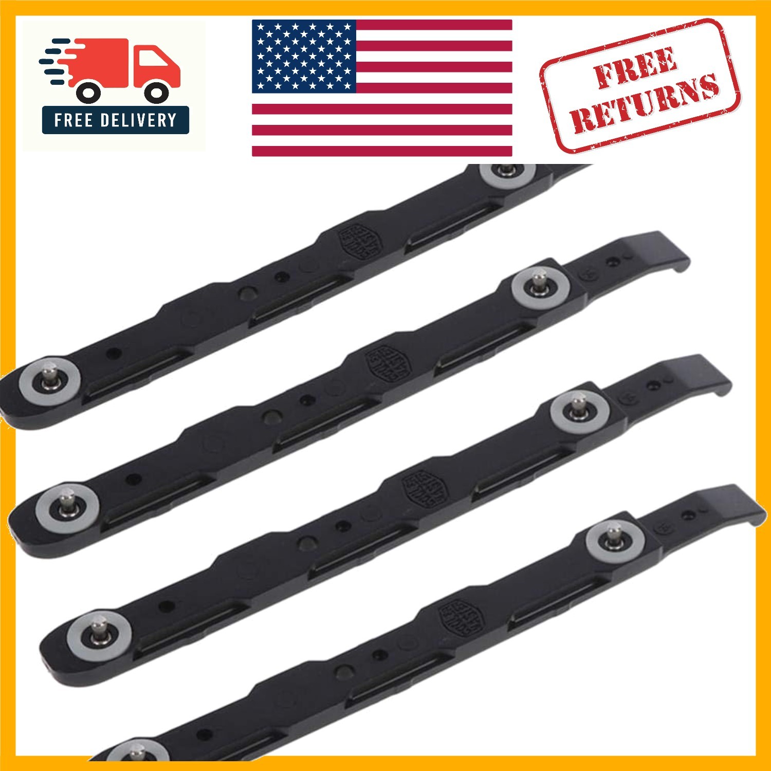 4-Pack Black Hard Drive Mounting Rails - Durable ABS Plastic, Easy Install