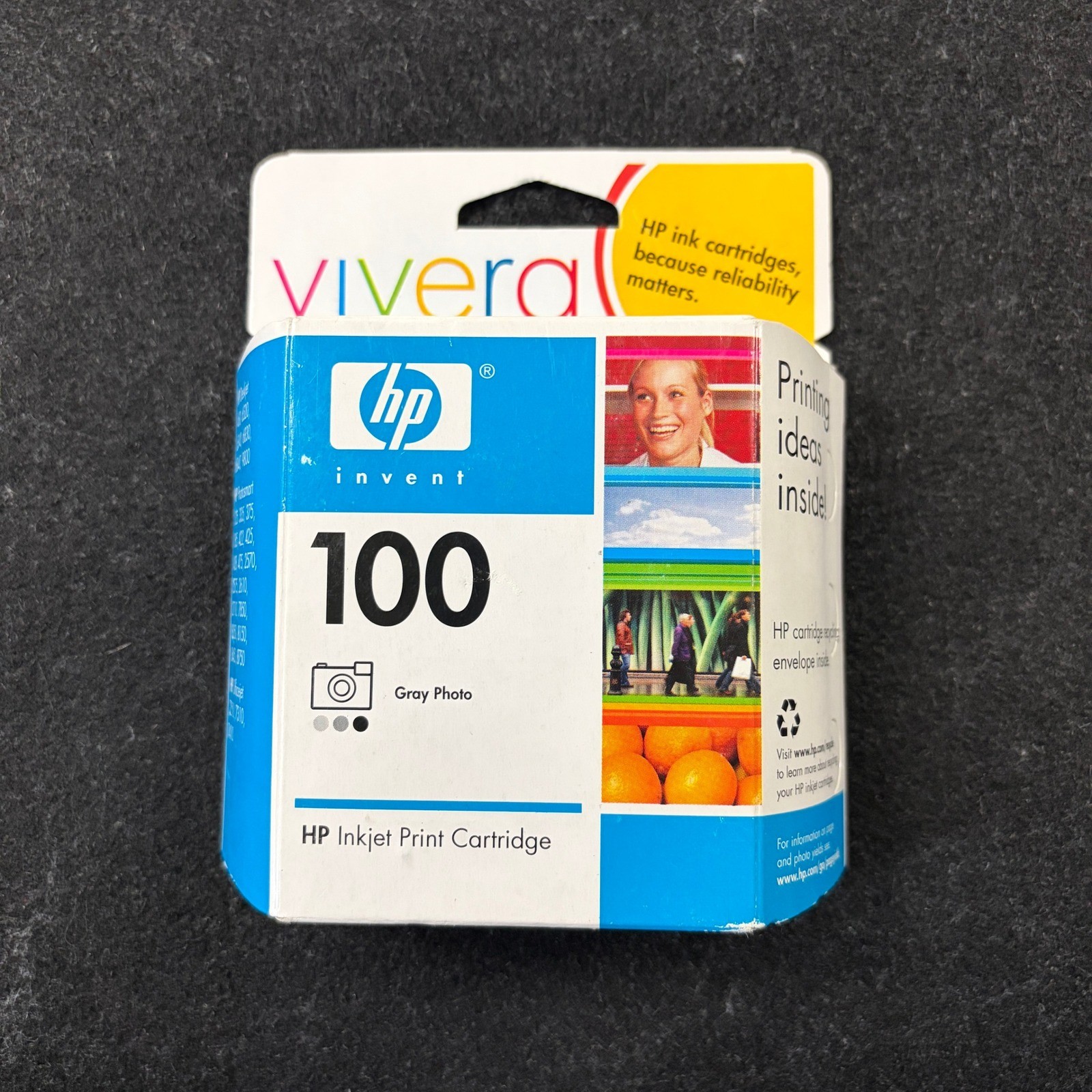 HP 100 Gray Photo Inkjet Print Cartridge Vivera Ink C9368AN Expired 2007 New Box
