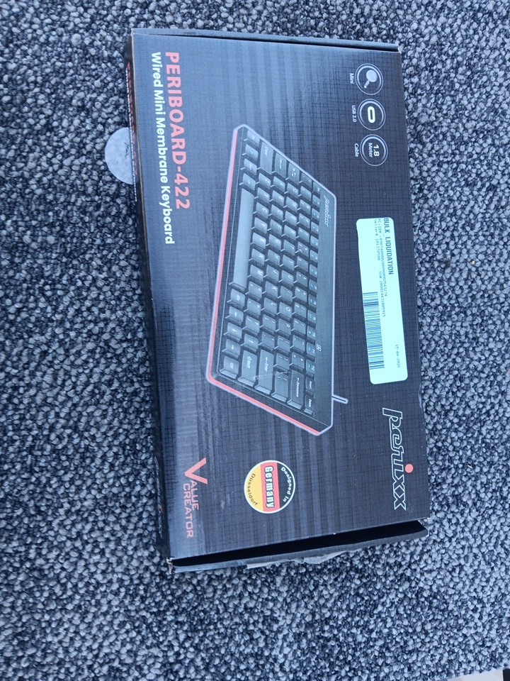 Perixx Periboard-422 Mini USB Type-C Plug & Play Keyboard Black QWERTY