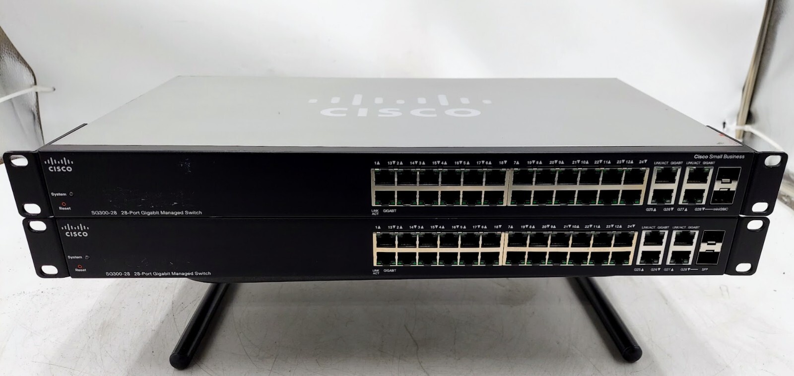 LOT OF 2 Cisco SG300-28 28-Port Gigabit Managed Switch