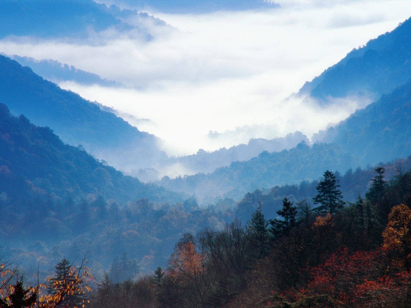 Landscape mountains forest smoky valley clouds tennessee Custom Gaming Mat Desk