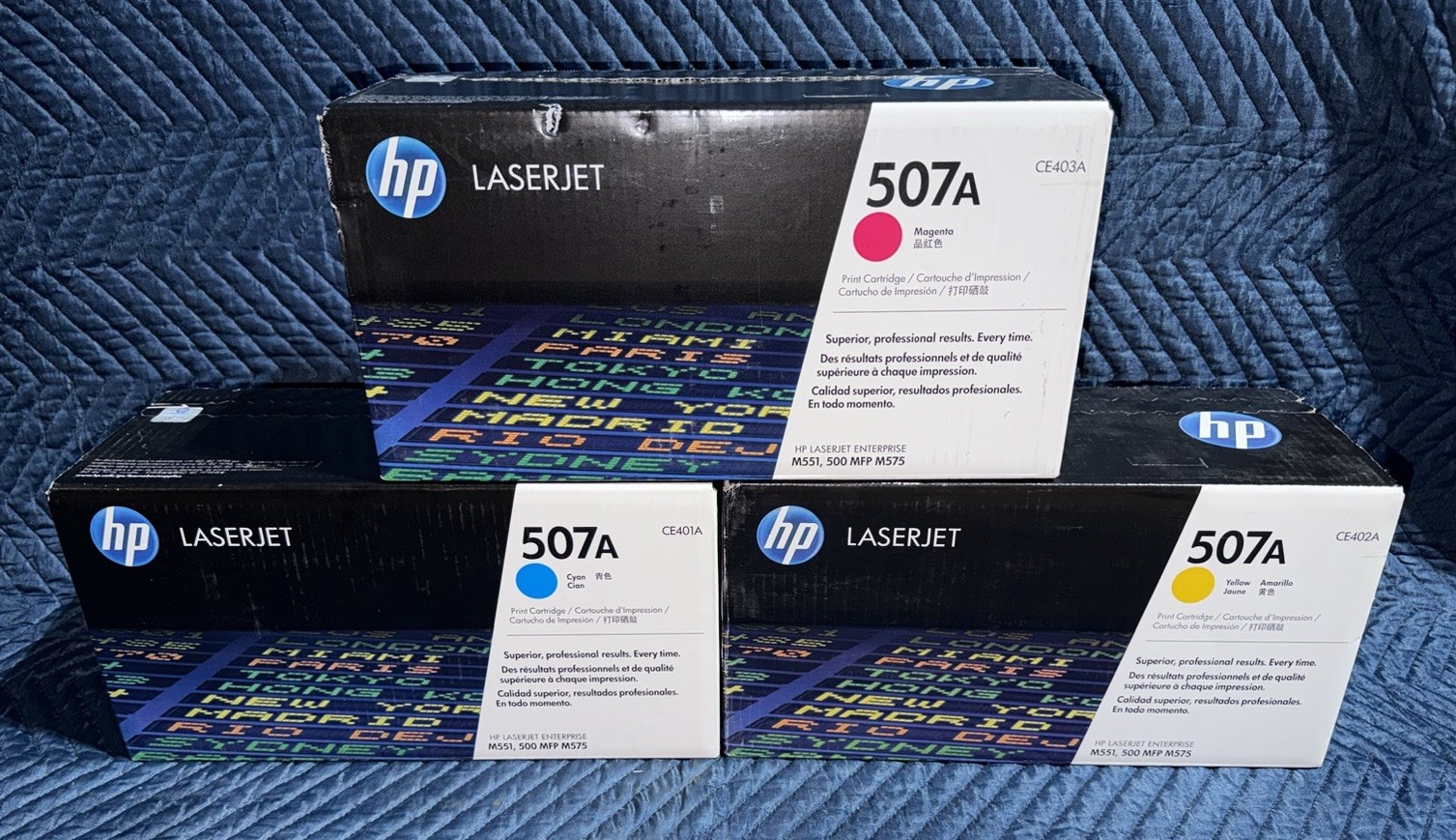 New Genuine HP 507A Cyan Magenta Yellow Original Toner Set CE401A CE402A CE403A