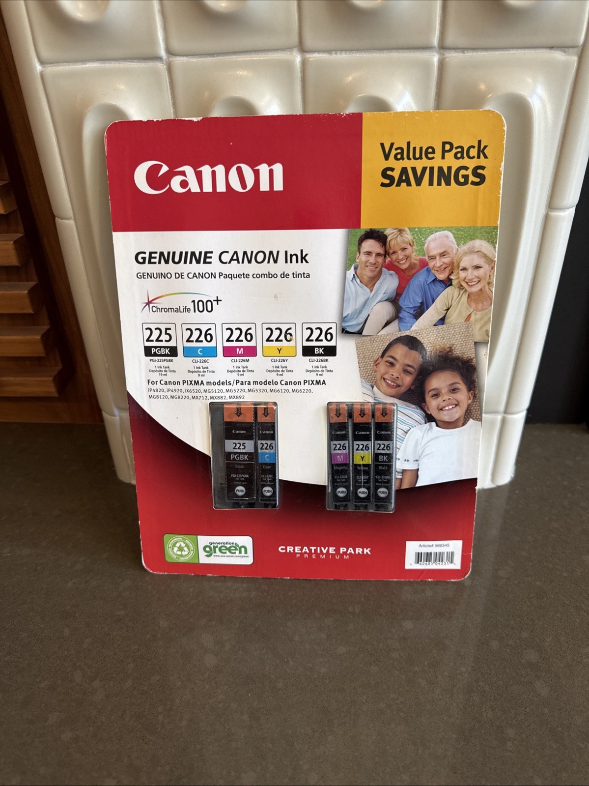 Canon Inkjet Cartridge Value 5 Pack 225 Pigment Black, 226 Black, Tricolor