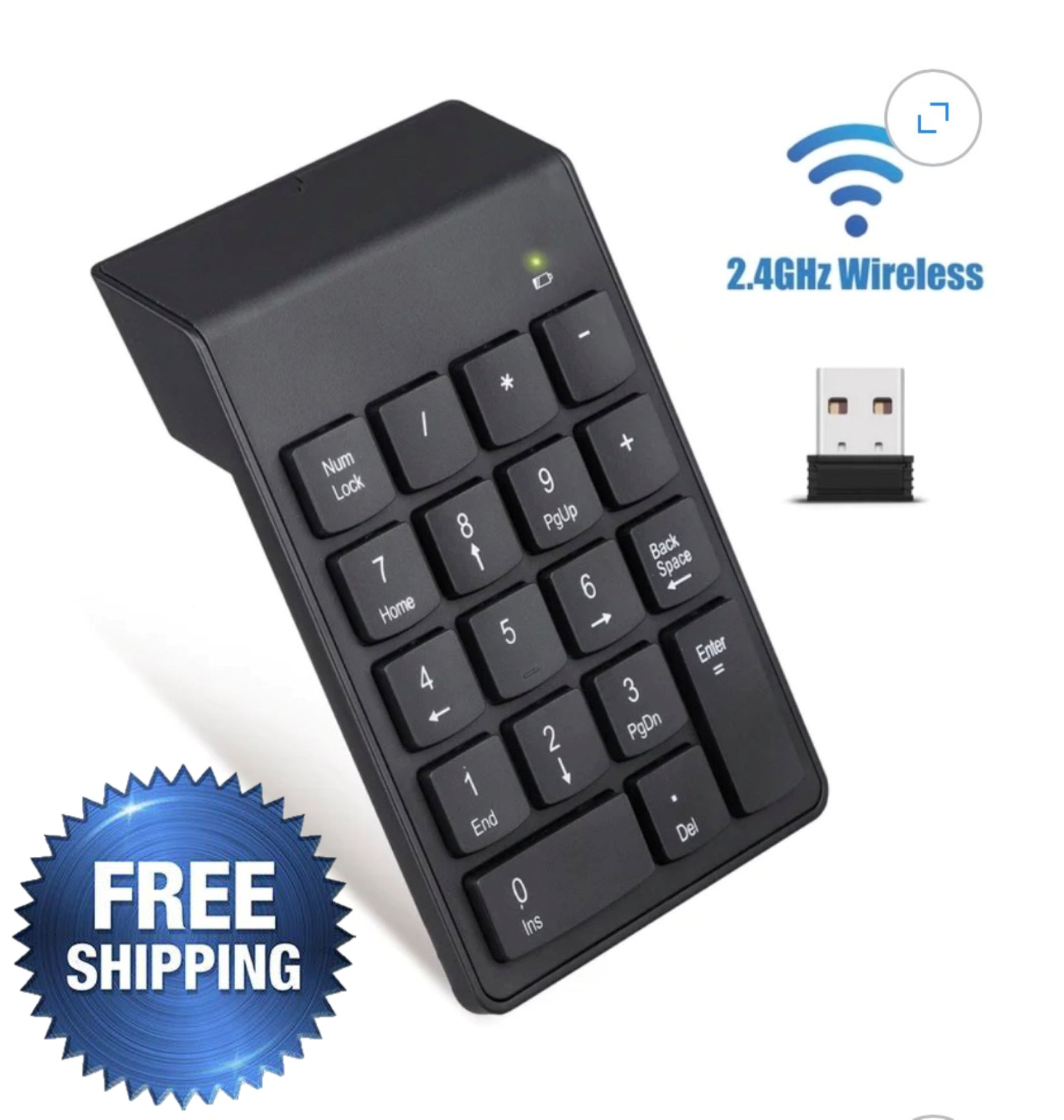 Wireless Number Pad TSV Numeric Keypad Numpad 18 Key for Laptop,PC,Desktop,Etc
