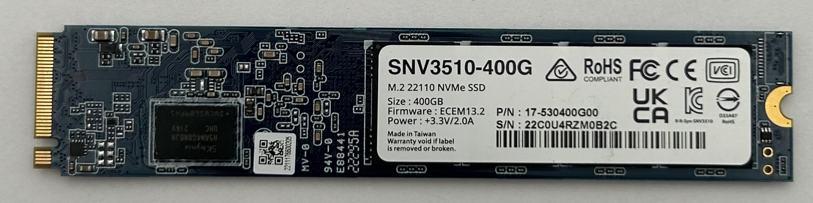 Synology SNV3510 400GB M.2 NVMe SSD