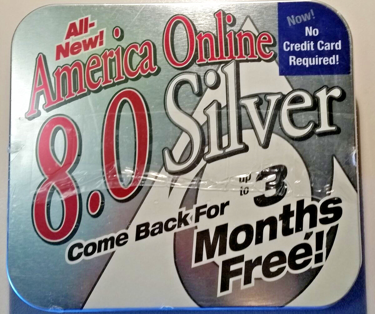 AOL 8.0 America Online Vintage CD Disc in tin box - New Sealed