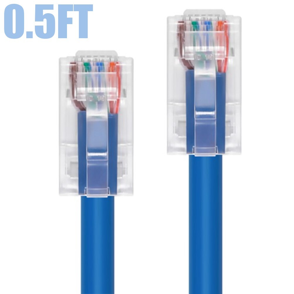 0.5FT 1FT 5FT 10FT 50FT 100FT CAT6A RJ45 Ethernet Non-Boot Cable 26AWG Blue LOT