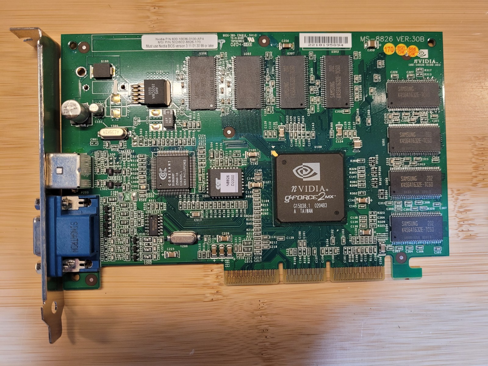 Rare nVIDIA g-Force2MX - 64MB - AGP Video Card - Model: MS-8826 VER:311