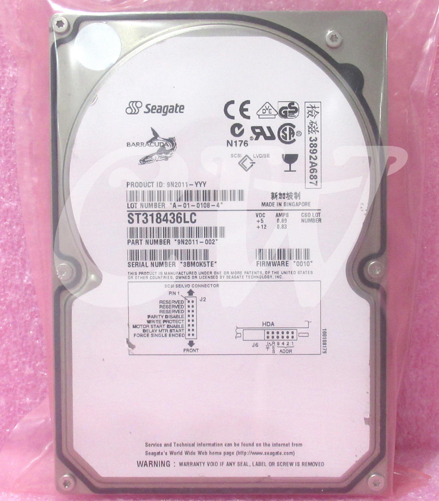 ST318436LC Seagate BARRACUDA  18XL 18.4GB 7.2K U160 SCSI 80P 2MB 3.5" Hard Drive