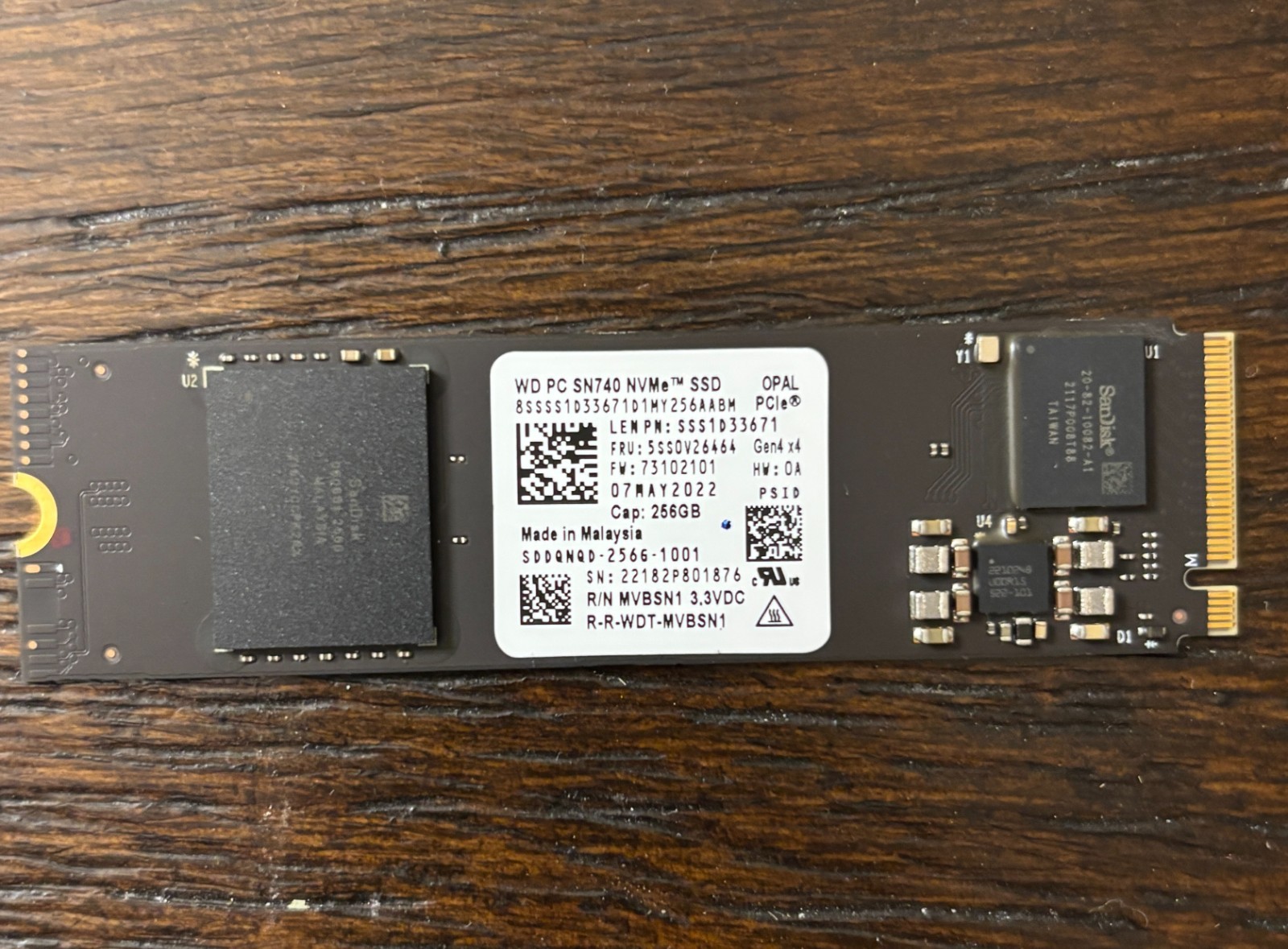 WD PC SN740 256GB M.2 2280 NVMe PCIe Gen4 SSD SDDPNQD-256G-2006 -Health Tested