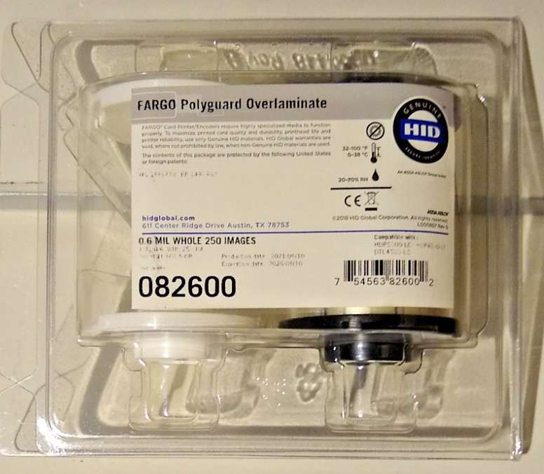 HID Fargo 082600 82600 PolyGuard Overlaminate 0.6Mil Clear 250ct HDP5000 NEWEST
