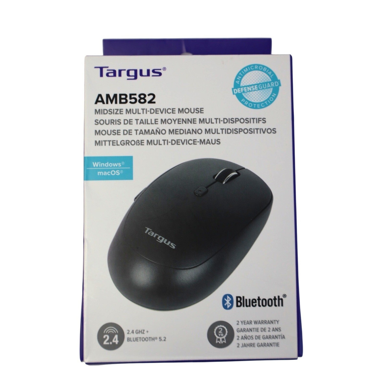 Targus AMB582 Midsize Multi-Device Bluetooth Wireless Mouse DefenseGuard Black