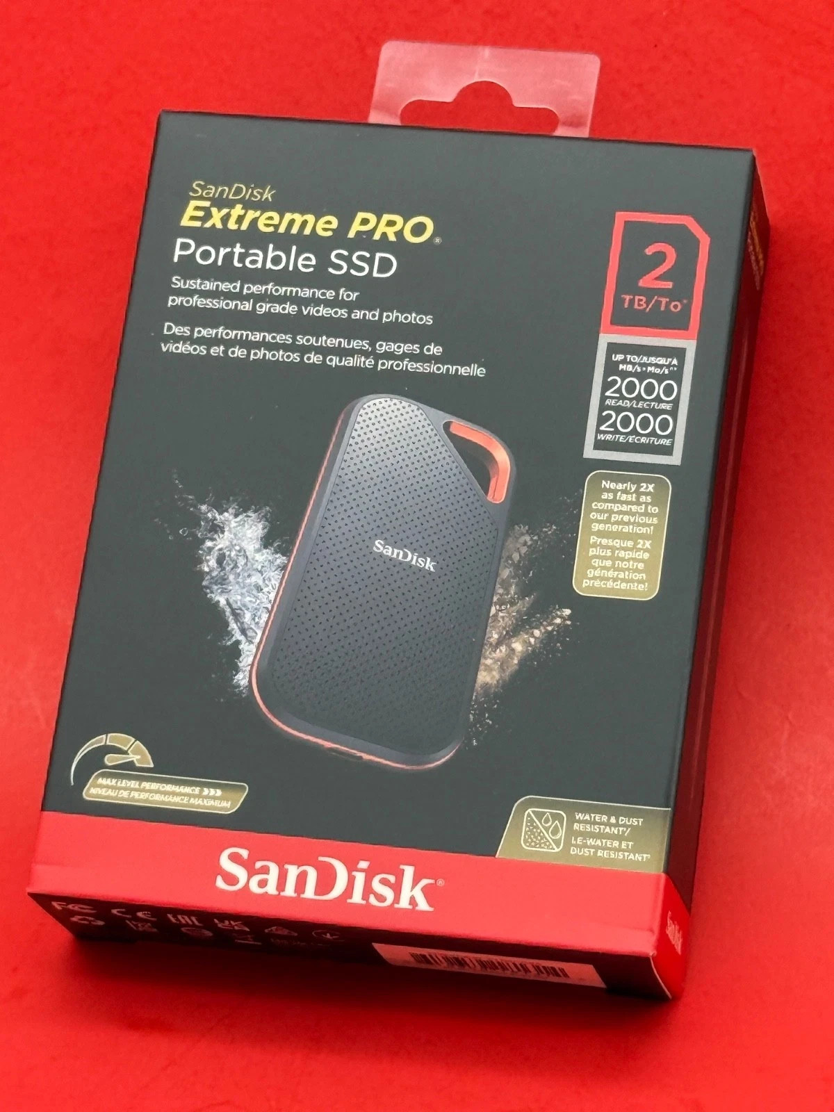 SANDISK Extreme Pro Portable 2TB External USB-C NVMe SSD up to 2000 MB's read wr