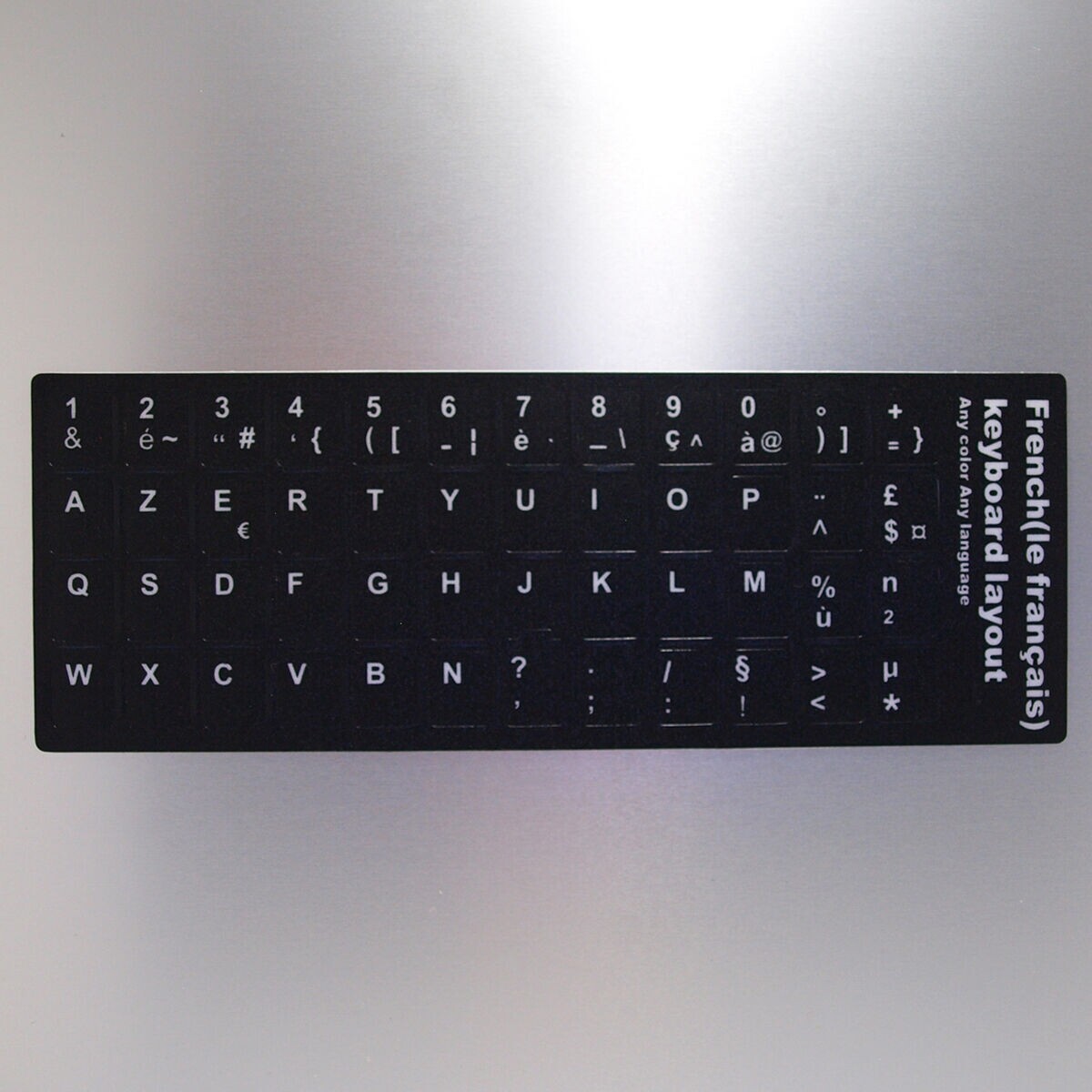 French Keyboard Stickers — WHITE on BLACK — Laptop FR