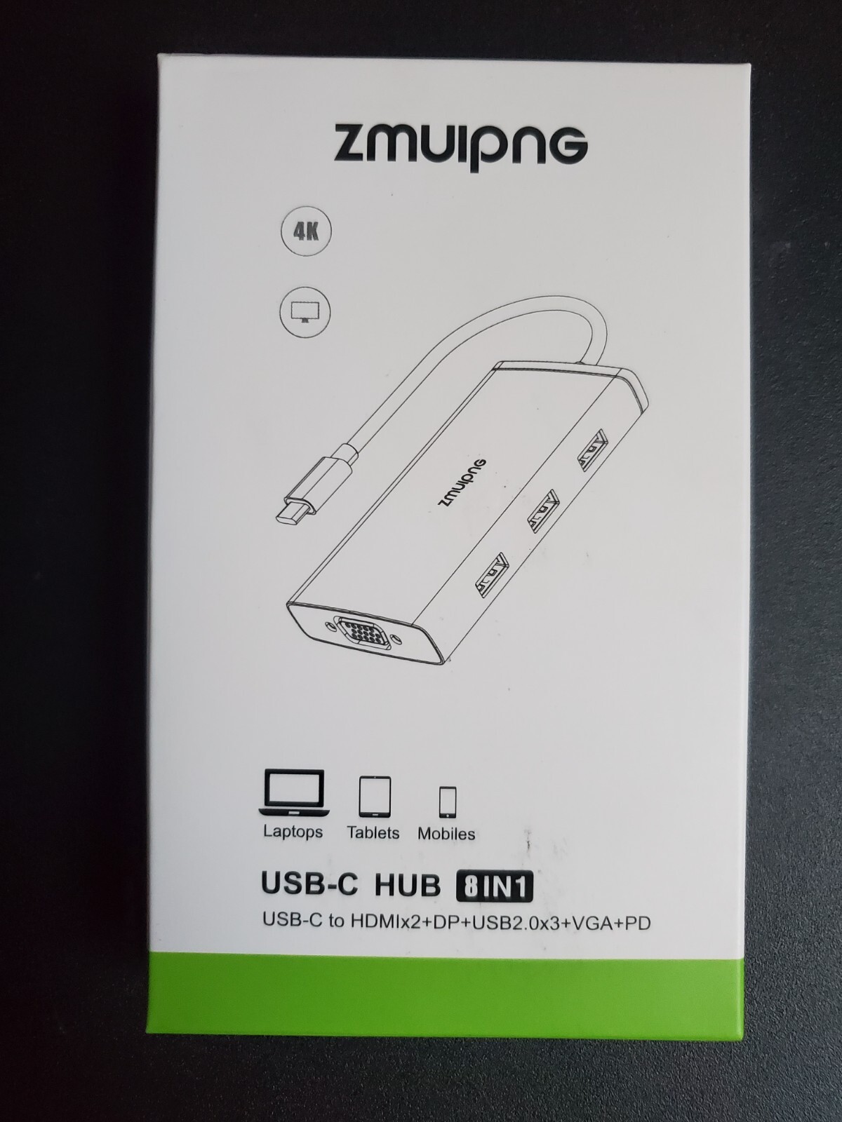 Zmuipng USB-C Hub 8 in 1 USB-C to HDMIx2+DP+USB2.0x3+VGA+PD *NEW*