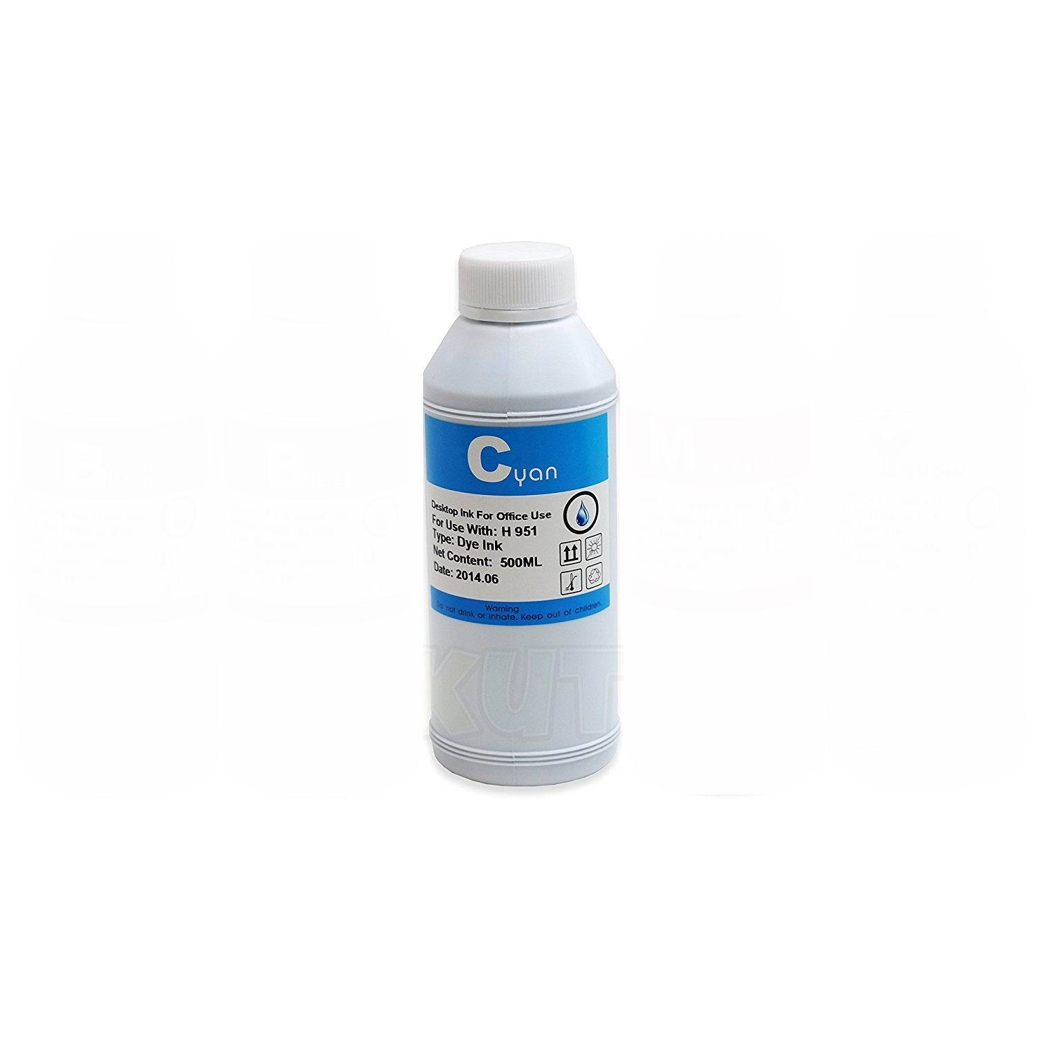 Cyan Bulk Refill Ink 500 ml Bottle Dye Color for All Inkjet Printer Cartridge