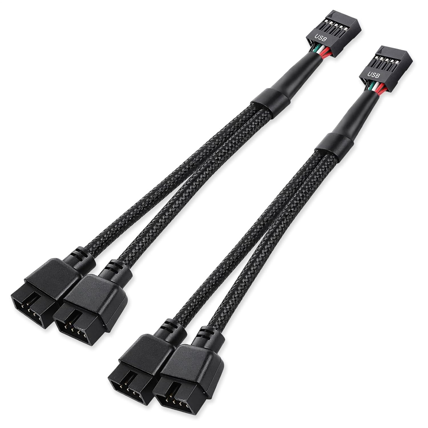 2 Pack USB Header Splitter, Motherboard USB 2.0 to Dual 9 Pin Extension