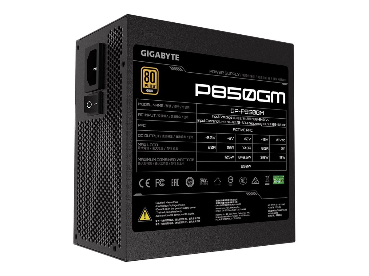 Gigabyte P850Gm| 80+ Gold Kabelmanagement 850W GP-P850GM PC/Server Power Supply