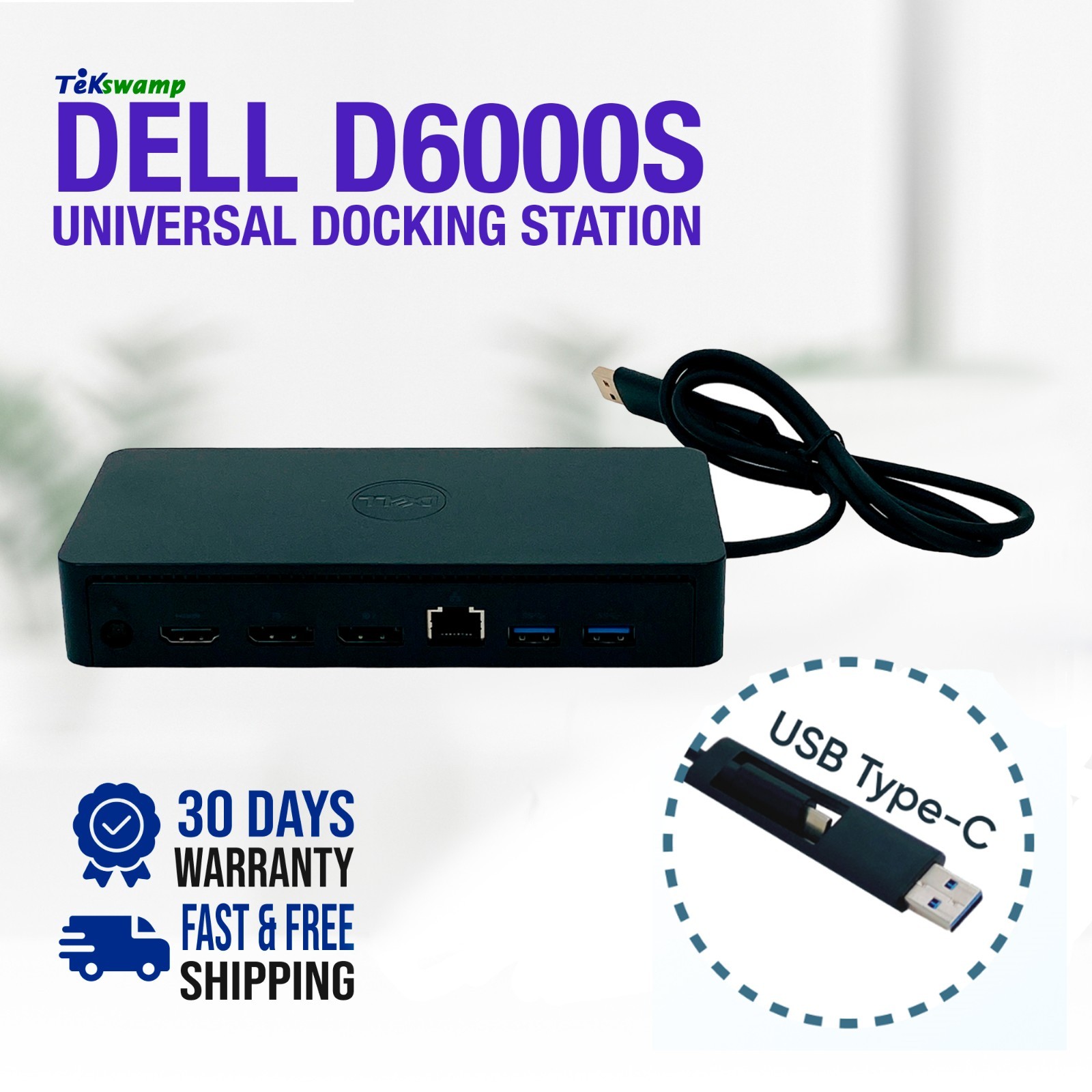 Dell D6000S USB-C Ultra 4K DisplayPort HDMI Universal Docking Station
