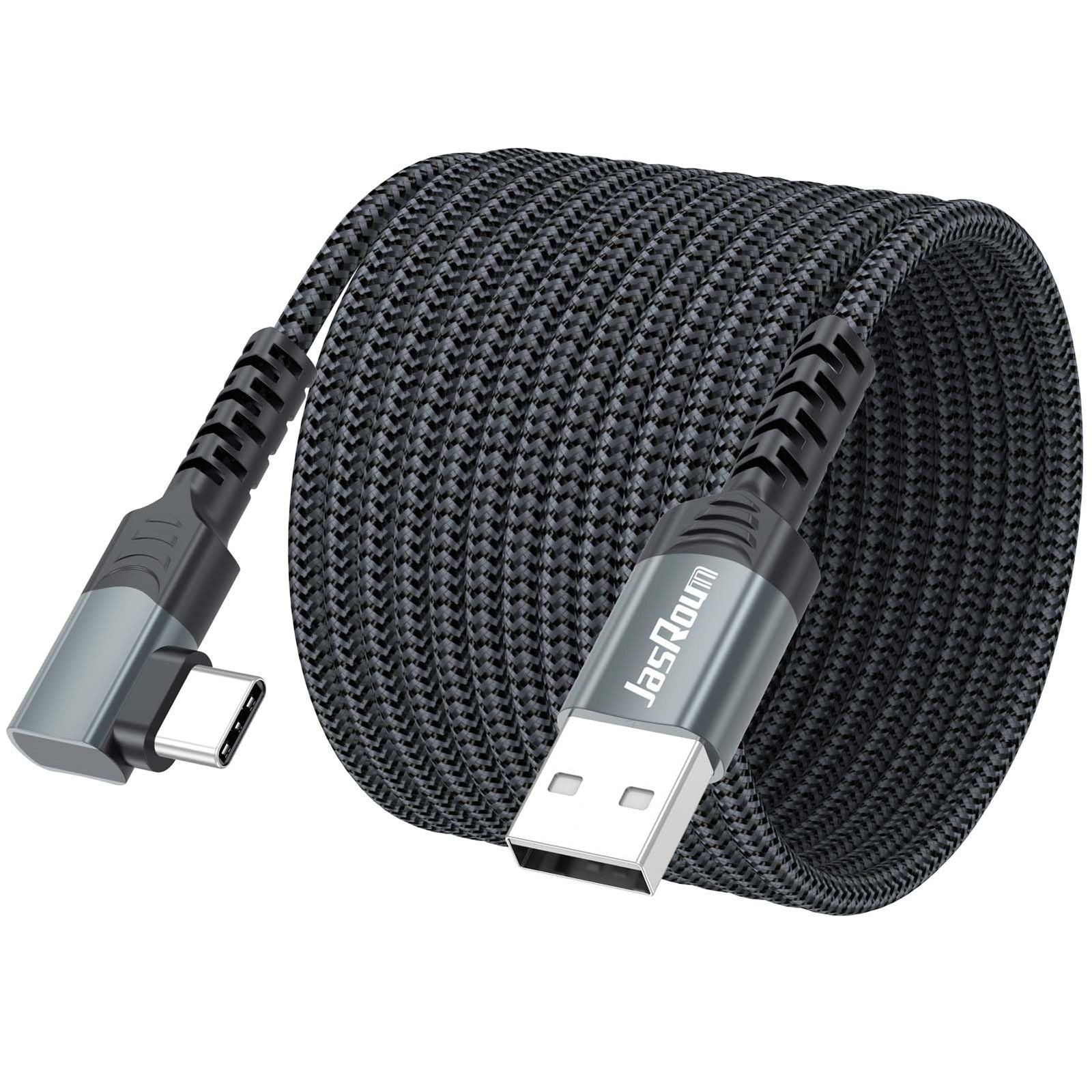 15ft USB C Cable Right Angle, 18W Fast Charging 90 Degree C 15 Feet, Grey