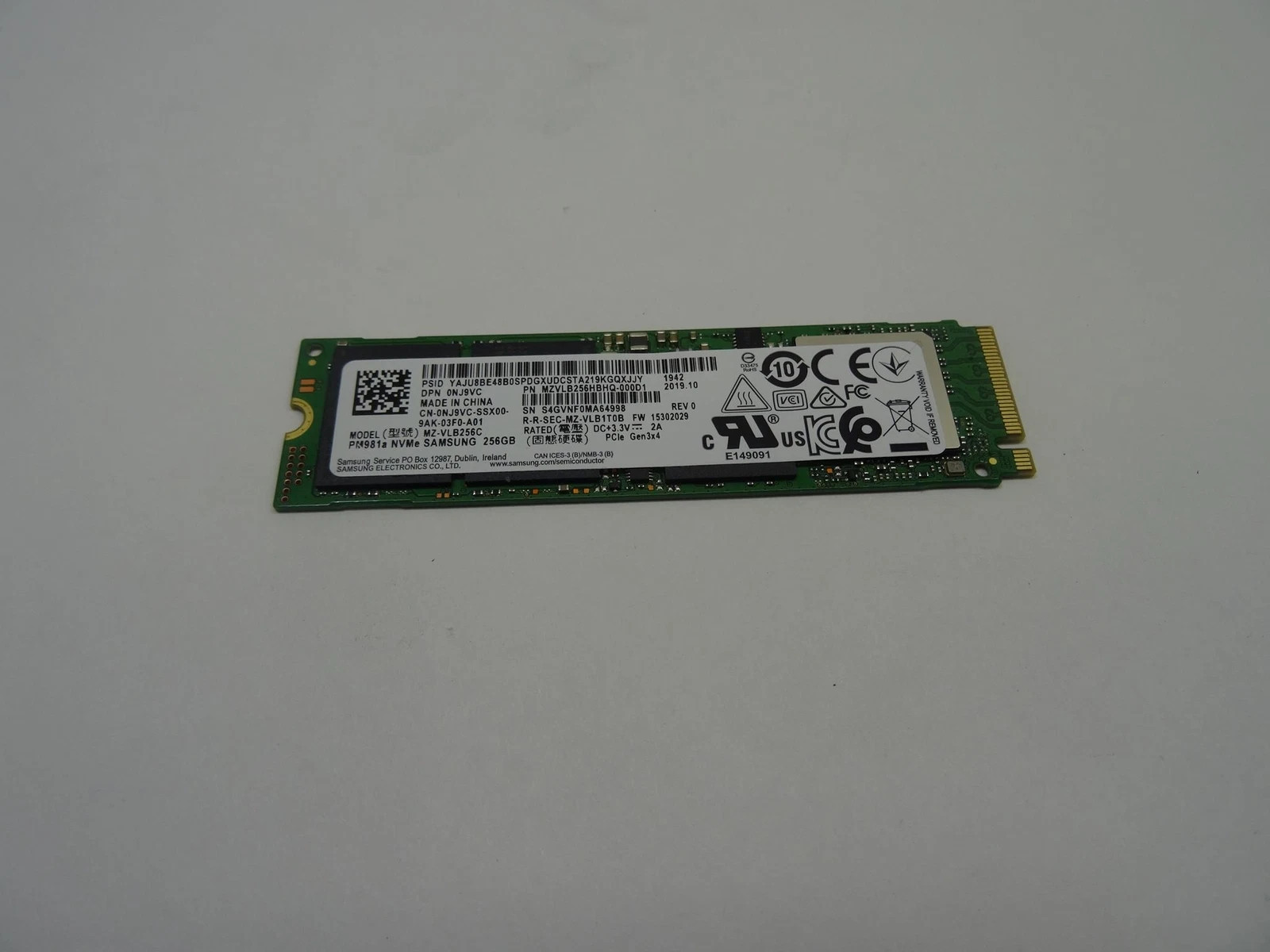 GREEN - SAMSUNG PM981A 256GB PCIE NVME SSD SOLID STATE