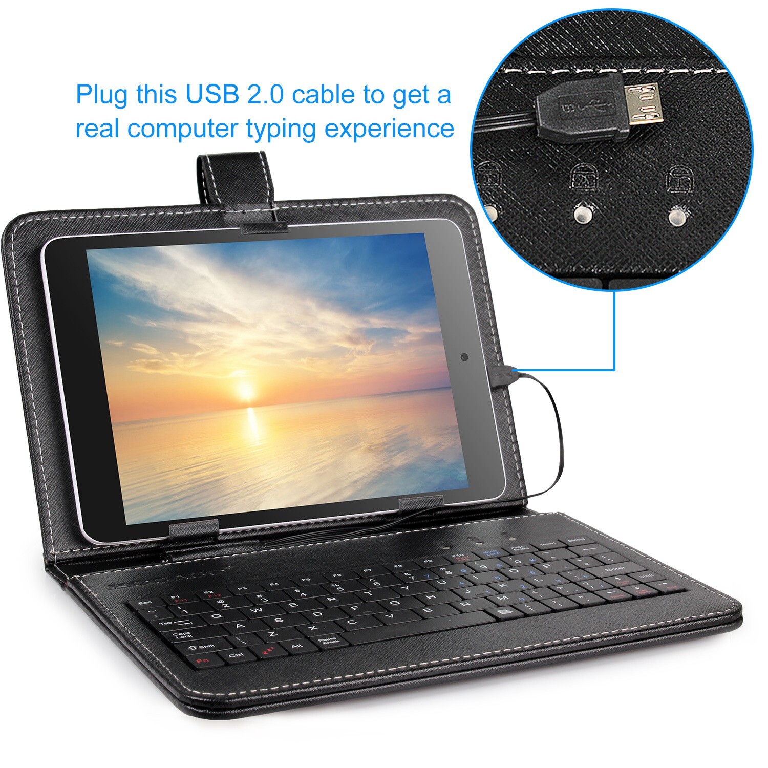 7.9 In Protective Keyboard Cover w/ Elegant PU Leather Back Stand &USB 2.0 Cable