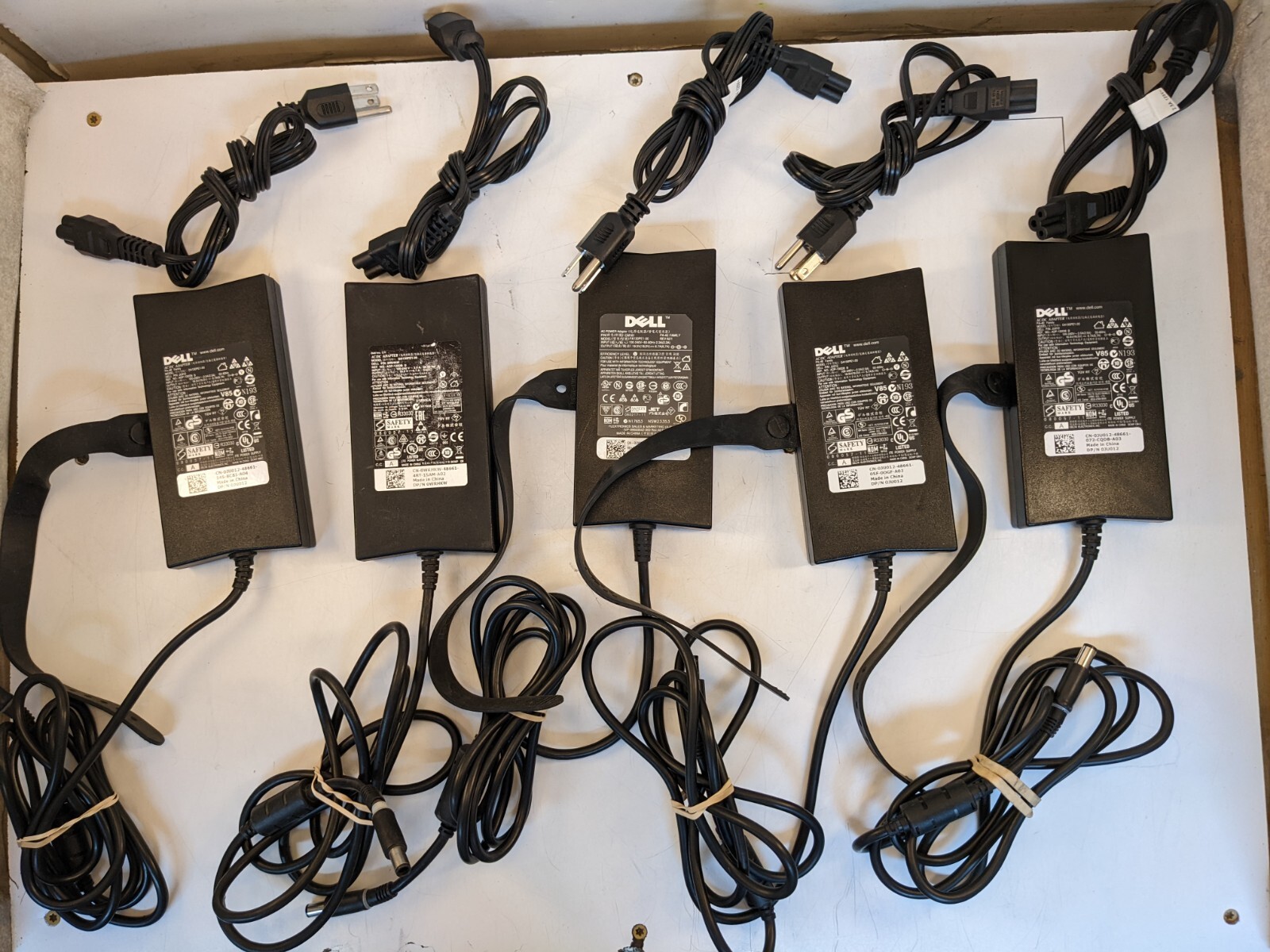 Lot of 5 OEM Dell 7.4MM Tip 130W Power Supply Adapter 19.5V 6.7A PA-4E Family